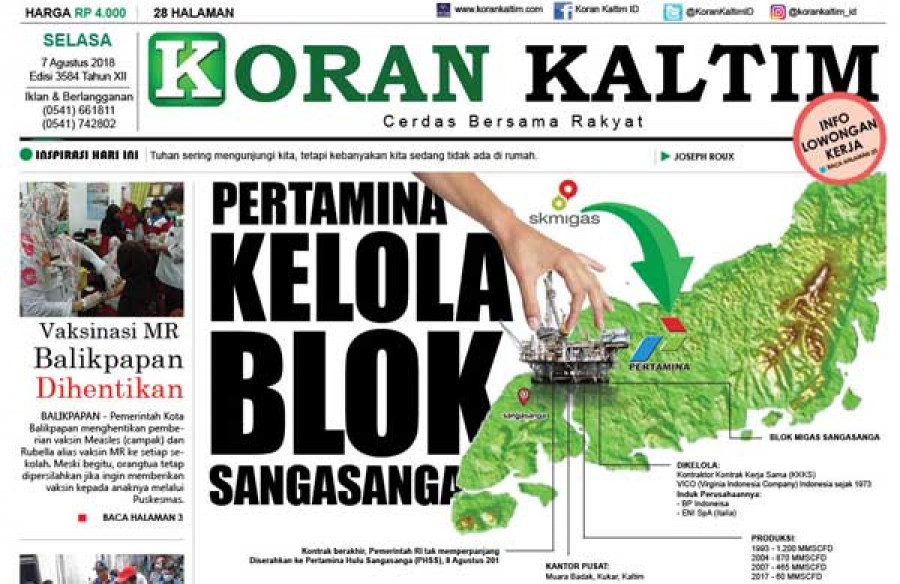Pertamina Kelola Blok Sanga - sanga