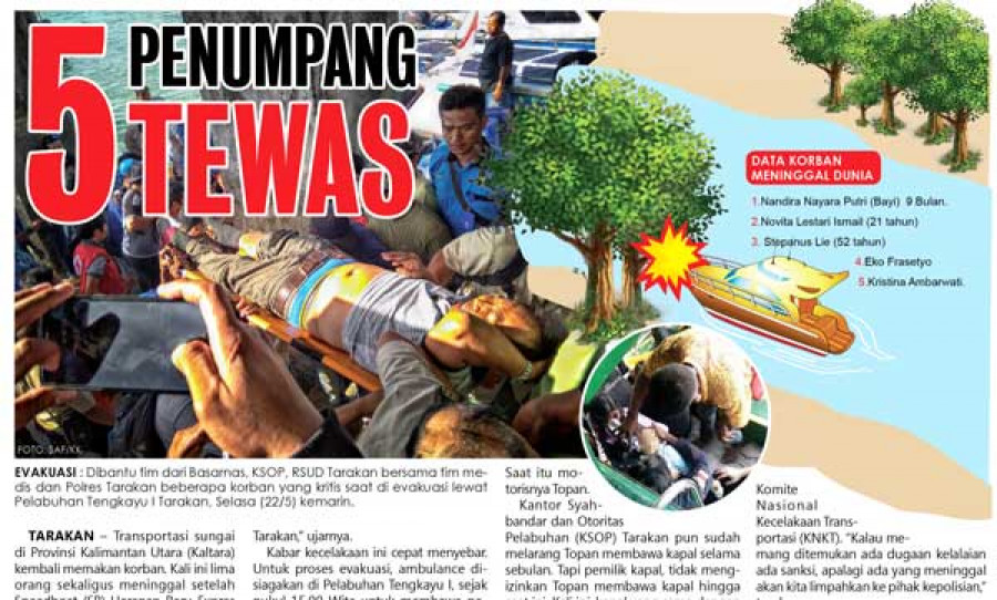 Nakhoda Ngantuk, Lima Penumpang Tewas