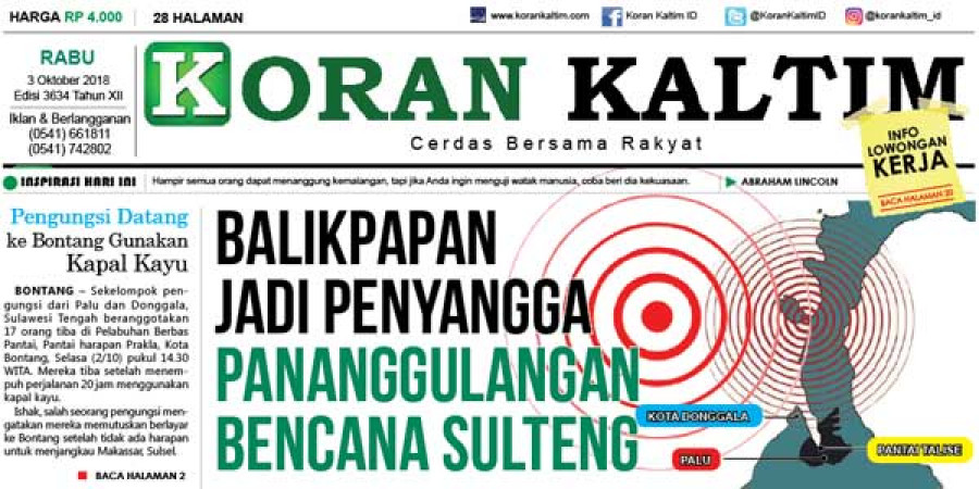 Balikpapan jadi Penyangga Pananggulangan bencana Sulteng