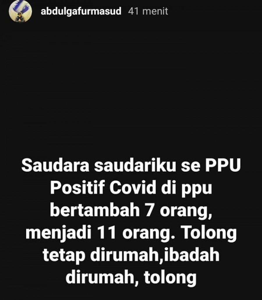Tangkapan layar, unggahan Bupati PPU AGM