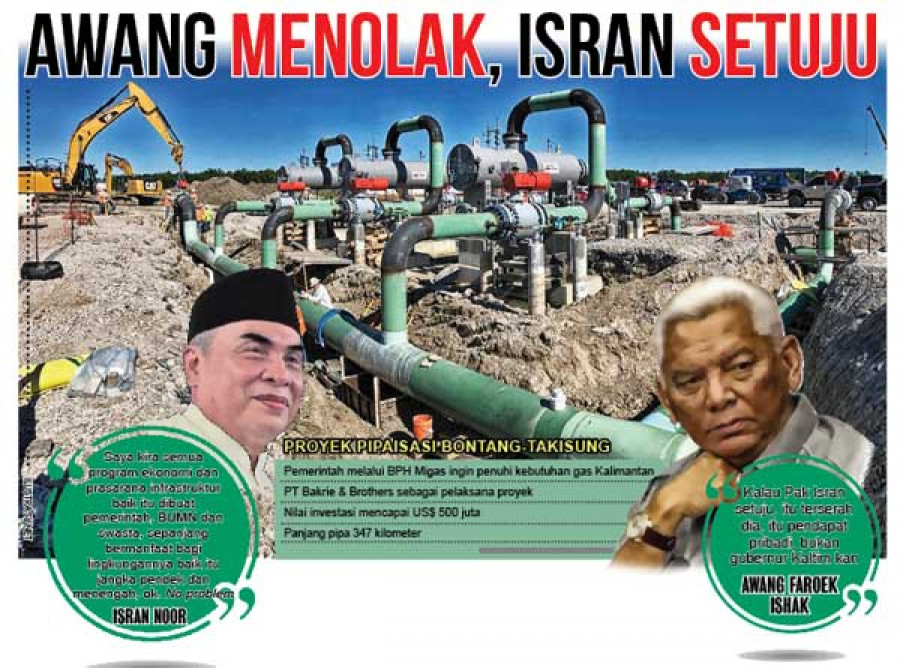 Proyek Pipaisasi Bontang-Takisung, Awang Menolak, Isran Setuju
