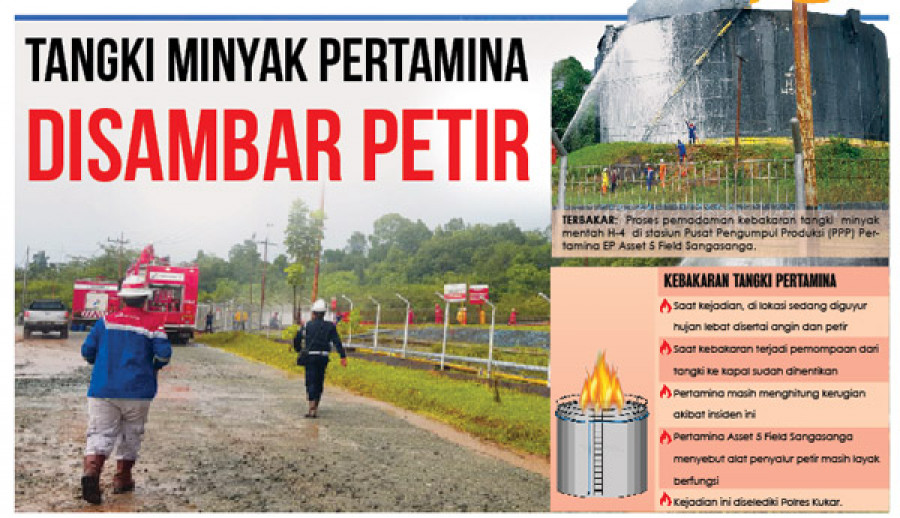 Tangki Minyak Pertamina Disambar Petir
