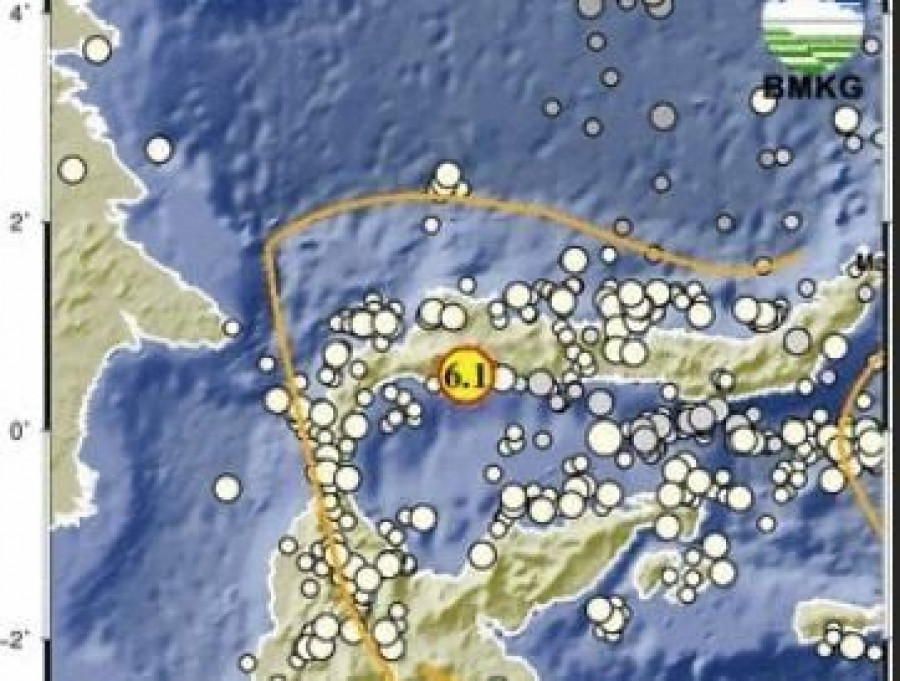 Gempa Magnitudo 6,1 mengguncang wilayah Parigi Moutong Sulteng, Selasa (28/1/2025). (Dok.BMKG)