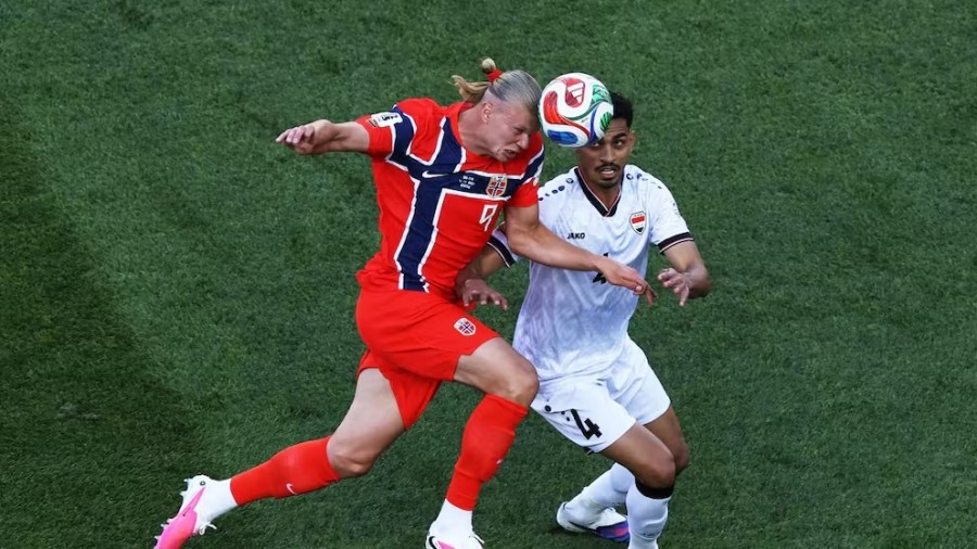 Erling Haaland, merusak barisan pertahanan Irak dan langsung mencetak dua gol untuk Norwegia. (Foto: nzherald)