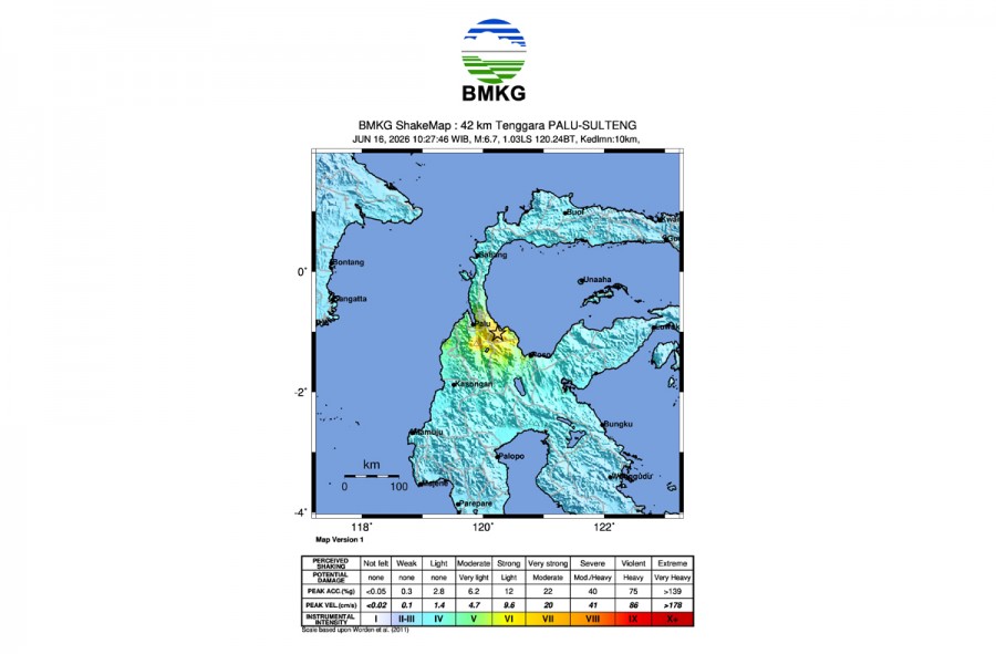 Gempa M 6,7 di Palu Terasa hingga Samarinda, BMKG Sebut Guncangan Kategori Ringan