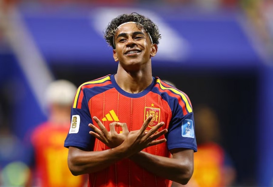 Lamine Yamal, berkontribusi dalam kemenangan besar Spanyol. (Foto: Reuters)