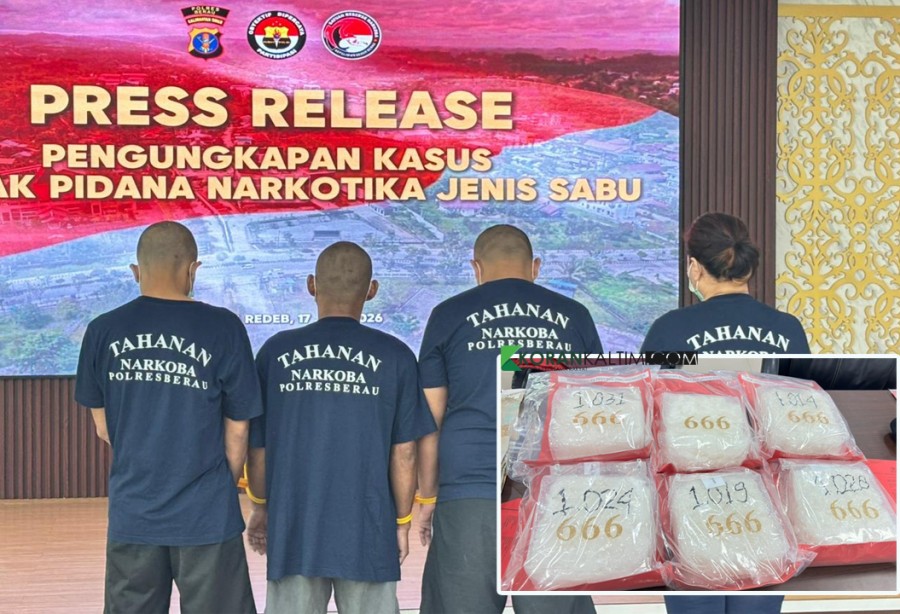 Polres Berau Bongkar Jaringan Sabu 8 Kg, Pengendalinya Diduga Napi di Lapas Tarakan