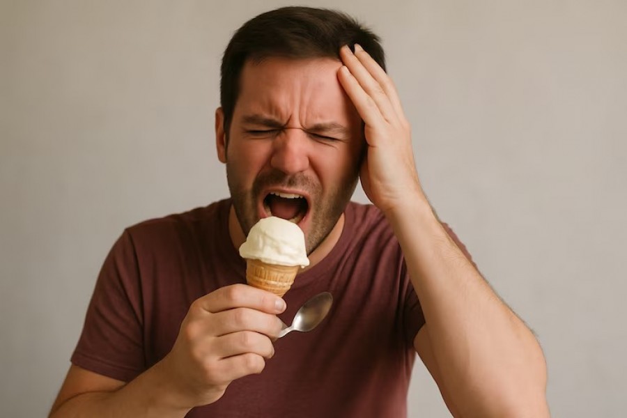 Mengonsumsi minuman dingin menyebabkan penyempitan dan pelebaran pembuluh darah di otak yang memicu sensasi brain freeze. (ilustrasi Infobae)
