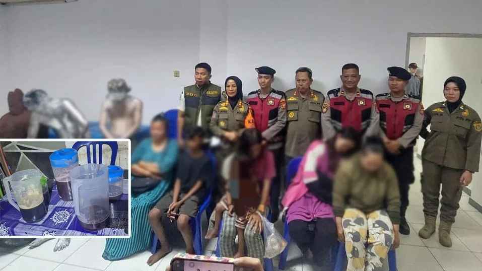 Barang bukti berupa miras oplosan bersama tujuh anjal dan gepeng yang diamankan oleh pihak Satpol PP Kota Samarinda. (Foto: Adnan Abdul/Korankaltim.com)