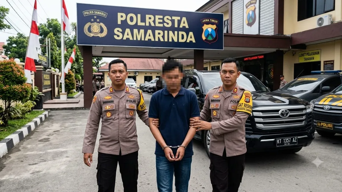 Ilustrasi penangkapan pelaku penggelapan mobil oleh pihak Jatanras Polresta Samarinda. (Foto: Ai Gemini/Adnan Abdul/KoranKaltim.com)