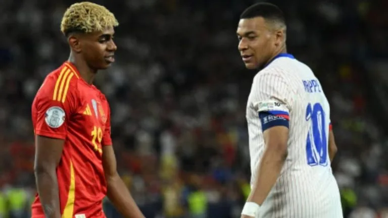 Lamine Yamal dan Kylian Mbappe, jadi fokus utama pada pertandingan Spanyol menghadapi Prancis dini hari nanti. (gettyimages)