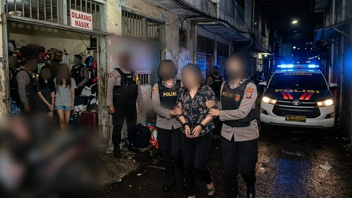Ilustrasi penangkapan terduga pelaku TPPO. (Foto: Dok. Ai Gemini Flash/KoranKaltim.com)