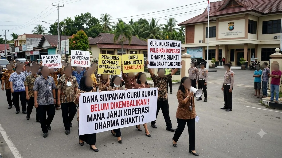 Ilustrasi puluhan guru di Kukar tuntut pengembalian dana dari Koperasi Dharma Bhakti. (Foto: Dok.Ai Gemini Flash/Muhammad Anshori)