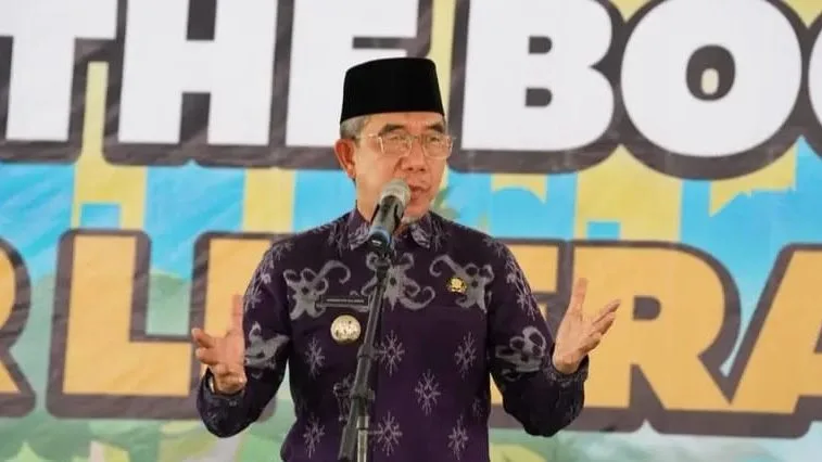 Bupati Kutim Ardiansyah Sulaiman saat memberikan sambutan momen pelantikan GPMB. (Foto: Zulhamri/Korankaltim.com)