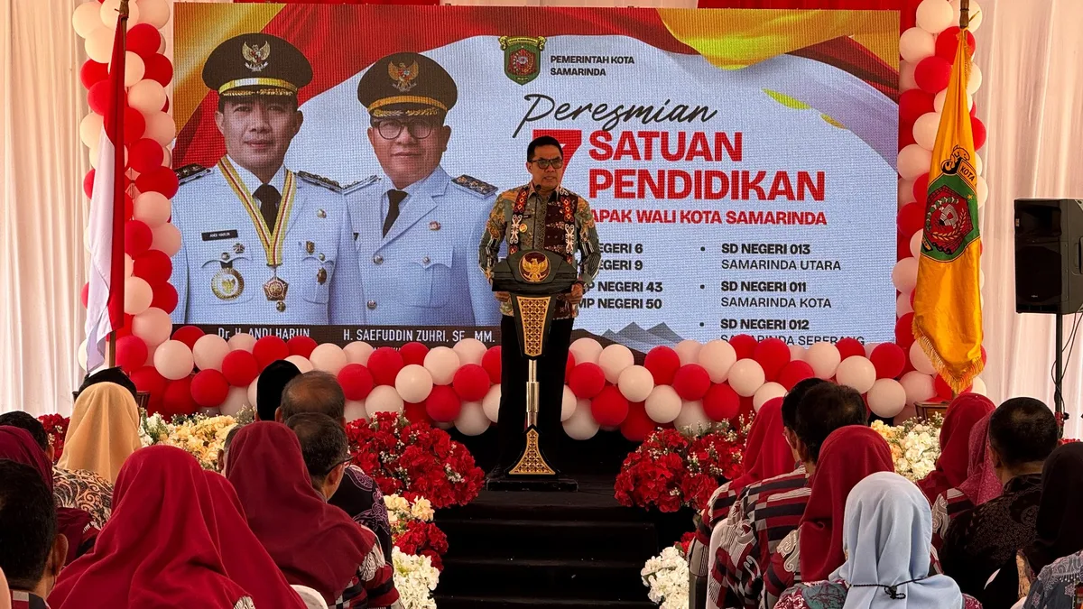 Wali Kota Samarinda Andi Harun ketika memberikan sambutan ketika peresmian sekolah. (Foto: Dok.Pemkot Samarinda)