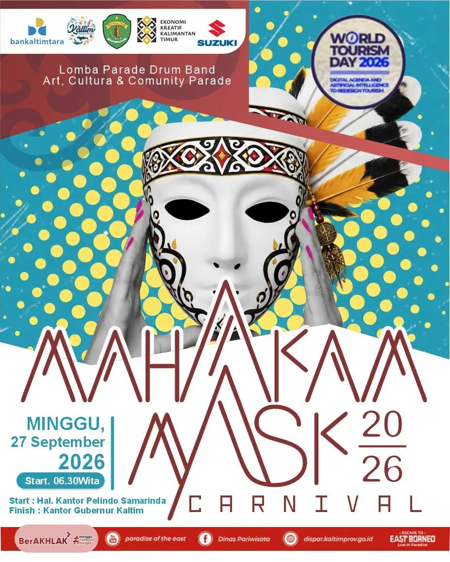 Meriahkan Hari Pariwisata, Dispar Kaltim Gelar Pawai Topeng